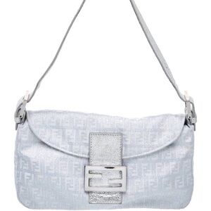 Fendi Silver FF Jacquard Shoulder Bag